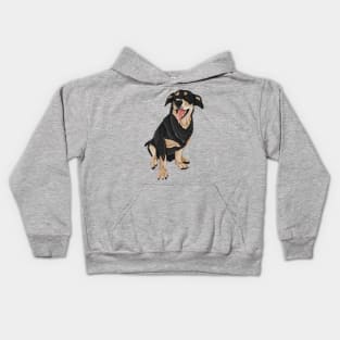 Brown and Black Dog Sitting Mouth Open Kids Hoodie